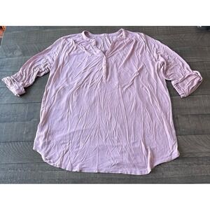 Loft Women's Purple 1/4 Sleeve V Neck 3 button Top Size XL